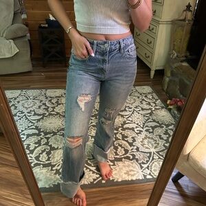 Altar'd State Blue Boyfriend Jeans Distressed Casual